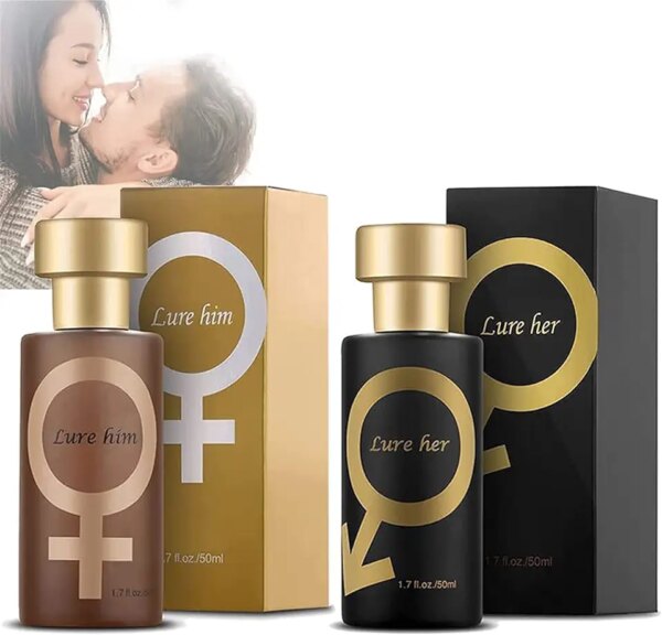 عطر فيرمون من جولدن لور، عطر لور هير، عطر فرمون يجذب الرجال، عطر فيرمون رومانسي لامع، بخاخ للنساء لجذب الرجال (مختلط – اسود + ذهبي)