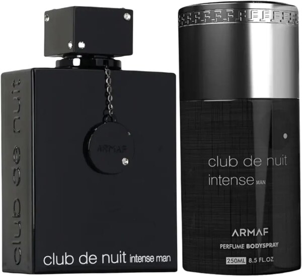 مجموعة هدايا عطر كلوب دي نوي انتينس من قطعتين بلون اسود للرجال، او دي تواليت كلوب دي نوي انتينس للرجال 200 مل + بخاخ كلوب دي نوي انتينس للجسم 250 مل للرجال من ارماف