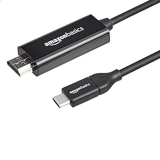 كيبل محول بتقنية HDMI مع منفذ USB C من أمازون بيسيكس (متوافق مع ثاندربولت 3) بدقة 4K 30Hz وطول 1 قدم، أسود