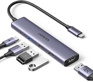 موزع USB نوع C مع شحن 100 واط بتقنية PD محول من النوع الى HDMI 4K 30Hz مصمم لنقل البيانات بسرعة 3.0 5Gbps متوافق ماك بوك برو/اير 2023 M2/M1 وايباد واتش بي وديل واسوس ولينوفو يوجرين