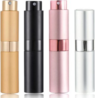 بخاخ عطر للسفر سعة 8 مل قابل لاعادة الملء، زجاجة بخاخ عطر للسفر قابلة لاعادة الملء، بخاخ عطر ما بعد الحلاقة للاستخدام الخارجي والسفر والعطلات والخروج (4 قطع)