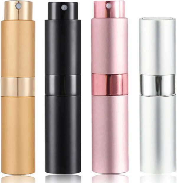 بخاخ عطر للسفر سعة 8 مل قابل لاعادة الملء، زجاجة بخاخ عطر للسفر قابلة لاعادة الملء، بخاخ عطر ما بعد الحلاقة للاستخدام الخارجي والسفر والعطلات والخروج (4 قطع)
