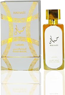 مجموعة عطور حياتي الفاخرة للرجال من لطافة، عطر حياتي جولد اليكسير للنساء وحياتي ميكي او دي بارفان 100 مل/3.4 اونصة | روائح المسك والخشب. (حياتي للنساء)