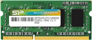 وحدة ترقية ذاكرة RAM 4GB DDR3 / DDR3L بتردد 1600MHz بي سي 3 12800، بدون ذاكرة اي سي سي 1.35 فولت سي ال 11 مع 204 دبوس غير مدعومة بذاكرة مؤقتة وSODIMM، من اس بي سيليكون باور