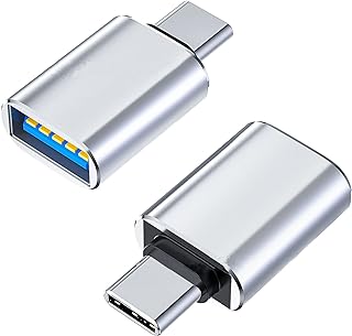 محول USB نوع سي الى USB.0، عبوة من 2 محول USB C ذكر الى USB3.0 انثى متوافق مع ماك بوك برو 2023 واي ماك ايباد ميني 6/برو (فضي)