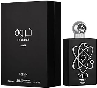 عطر ثروه سيلفر او دو بارفان للجنسين من لطافة – 100 مل | النعناع والبرغموت والمريمية واللافندر وخشب الارز والمسك ونجيل الهند والياسمين