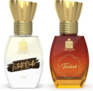عطر العود الابيض والتابيش الفاخر الخالي من الكحول برائحة ذكورية وعربية قوية للجنسين من عادل قادري (12 مل لكل منهما)