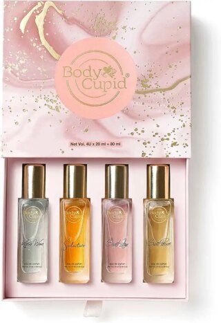 بودي كيوبيد مجموعة هدايا عطر فاخرة للرجال 4 × 20 مل | عطور فاخرة تدوم طويلا | اكوا ويف | اكزوتيك عود | مستر وندرفول | اكوا ستورم | 80 مل