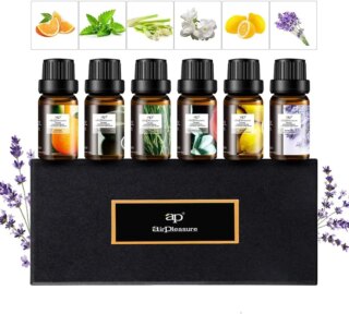 مجموعة الزيت العطري المنعش من ايه بي ايربليجار، مجموعة زيت عطري 10 مل من زيوت العلاج بالعطور 6 زجاجات، مجموعة زيوت العلاج العطري لتعطير الجو وترطيبه وتنقيته، زيوت لصنع الشمع