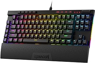 ريدراجون كيبورد العاب ميكانيكي K587 TKL RGB مع 9 مفاتيح ماكرو مخصصة، تحكم مريح في الوسائط مع مسند معصم قابل للفصل، مفاتيح حمراء خطية