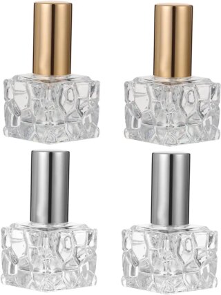 اف ار كولر 4 قطع من زجاجات العطور العتيقة زجاجات عطر صغيرة زجاجات رذاذ للسفر للزيوت العطرية، بخاخ عطر بخاخ زجاجي، بخاخ عطر بخاخ قابل لاعادة الملء, فضي, حديث