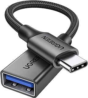 يوجرين USB C إلى USB 3.1 Gen1 محول مضفر من النوع C إلى USB أنثى OTG محول USB C متوافق مع ماك بوك برو، ايباد برو، مايكروسوفت، سامسونج جالاكسي تاب A8 و S22 ألترا، هواوي ، شاومى(أسود)