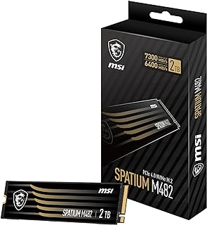 MSI هارد SSD داخلي للالعاب M482 بمنفذ PCIe 4.0 وذاكرة مستديمة M.2 2TB (منفذ الملحقات الاضافية السريع الجيل الرابع، ذاكرة مستديمة 1.4، M.2 2280، قراءة 7300 ميجابايت/ثانية، كتابة 6400 ميجابايت/ثانية، 2