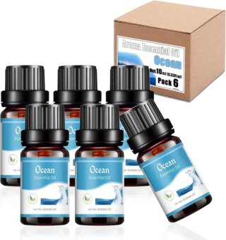 زيت عطري للزيوت العطرية من اي اف اتش، مجموعة من 6 قطع، برائحة اللافندر والليمون والنعناع والبرتقال الحلو وساكورا 10 مل 0.33 اونصة سائلة… (اوشن (عبوة من 6))
