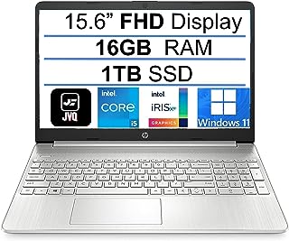 لابتوب بشاشة HP 15.6 انش FHD 1080P IPS ومعالج انتل رباعي النواة i5-1135G7 جيل 11 (حتى 4.2GHz) وRAM 16GB وSSD PCIe 1TB وكاميرا ويب وبلوتوث وواي فاي وHDMI وويندوز 11، فضي