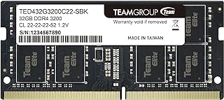 اليت DDR4 32 GB (PC4-25600) و3200 MHz من تيم جروب، CL22 غير مدعومة بذاكرة مؤقتة وبدون بخاصية تصحيح الخطأ، 1.2 فولت، سوديم 260 دبوس لترقية ذاكرة RAM لللابتوب والنوت بوك، قطعة واحدة، TED432G3200C22-S01