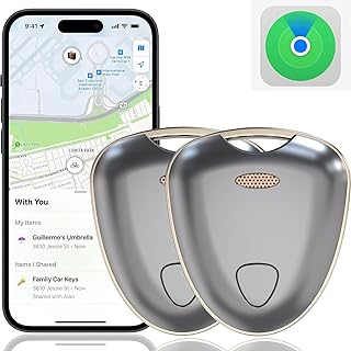 بطاقة تعقب ذكية من اكس كوبس تعمل مع فايند ماي (iOS فقط) معتمدة من ام اف اي، متتبع مفاتيح بتصنيف IP65 لمقاومة مياه وغبار، محدد موقع الأغراض، متتبع أمتعة بلوتوث للشنط والمفاتيح والمحافظ (رمادي-قطعتين)