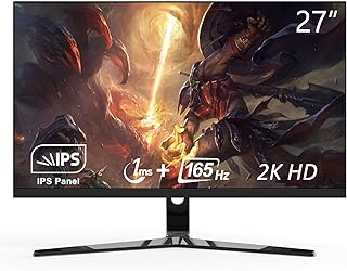 شاشة العاب 27 انش 2K 165Hz FHD 2560×1440p 1ms فري سينك باضاءة خلفية LED مع عرض واسع 178 درجة، اضاءة خلفية RGB اسهم، HDMI/DP/USB/3.5 ملم (اسود-2K-165Hz)، اي بي اس، 2560 x 1440