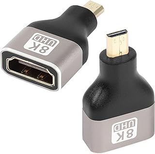 محول مايكرو HDMI الى HDMI 8k ذكر الى HDMI A انثى، محول مايكرو HDMI قياسي اصدار 2.1، يدعم 8K@60Hz 4K@120Hz HDR ARC، متوافق مع الكاميرا، DSLR، التابلت، من اكسيفور