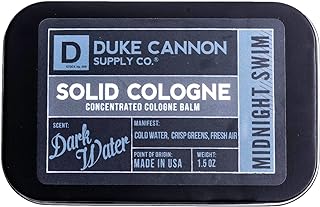 Duke Cannon Supply Co. Solid Cologne for Men Midnight Swim – Cold Water, Crisp Greens, Fresh Air – Concentrated Balm, Travel-Friendly Tin, Made with Natural & Organic Ingredients, 1.5 oz (1 unit)