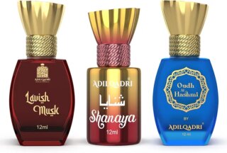 عطر فاخر دوار من 3 قطع من عادل قادري | مسك لافيش + شنايا + عود الهاشمي | 12 مل لكل منهما| خالٍ من الكحول | مجموعة هدايا عطور للرجال والنساء