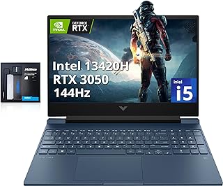 لابتوب ألعاب فيكتوس 2023 بشاشة FHD 15.6 بوصة 144Hz ومعالج انتل كور i5-13420H و16GB RAM و512GB PCIe SSD وانفيديا جيفورس RTX 3050 وكيبورد باضاءة خلفية وكاميرا ويب HD وويندوز 11 برو من اتش بي، أزرق