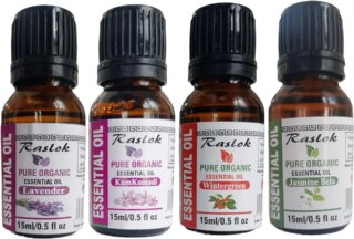 راسلوك زيت عطري نقي وطبيعي 100% عبوة من 4 قطع | 5 مل – 0.5 اونصة سائلة (لافندر، كومكومادي، وينترجرين، ياسمين بيلا)