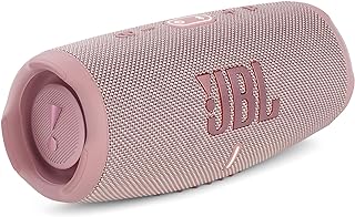 JBL مكبر صوت محمول تشارج 5، باور بانك مدمج، صوت JBL برو قوي، مشعات جهير مزدوج، بطارية 20 ساعة، مقاومة للماء والغبار IP67، بث لاسلكي، توصيل مزدوج – بينك، JBLCHARGE5PINK