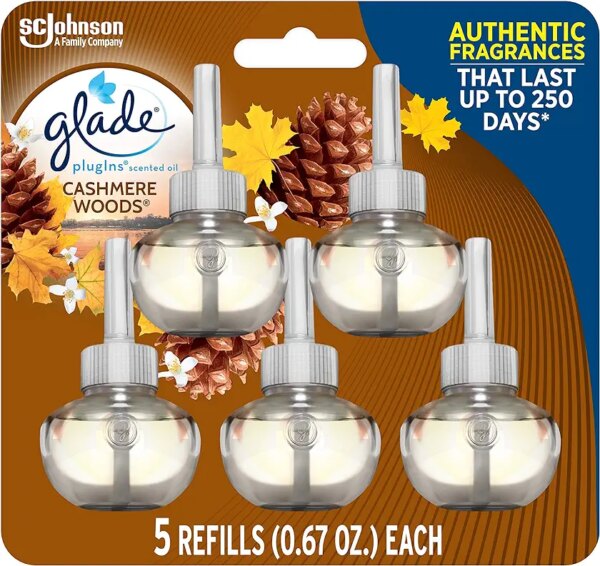 غليد معطر جو قابل لاعادة التعبئة من بلغانز، زيوت معطرة وعطرية للمنزل والحمام، خشب الكشمير، 3.35 اونصة سائلة، 5 قطع