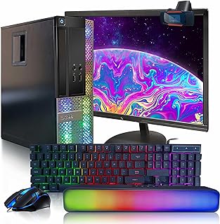 ديل كمبيوتر مكتبي اوبتيبليكس RGB 3.4GHz ومعالج انتل كور i7 وذاكرة RAM 16G وSSD 512G وشاشة FHD جديدة 22 انش وكيبورد وماوس RGB وشريط صوت وكاميرا ويب وواي فاي وبلوتوث 5.0 وويندوز 10 برو (مجدد)